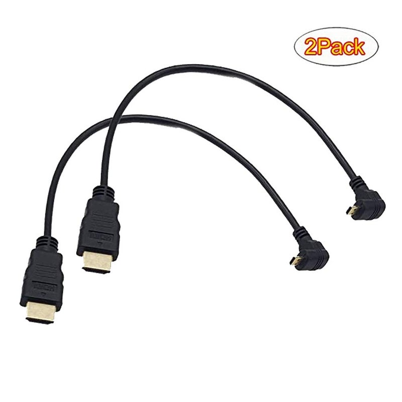 Seadream Angled Micro HDMI to Standard HDMI Cable 2Pack 1Foot 90 Degree Up Angle Micro HDMI Male to HDMI Male Cable Connector (2Pack Up Angled) - Image 3